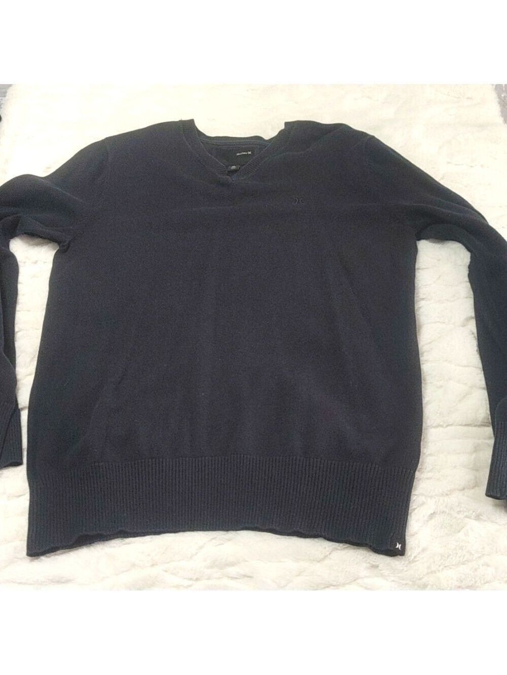 Mens Hurley V Neck Long Sleeve Cotton Sweater Sz M